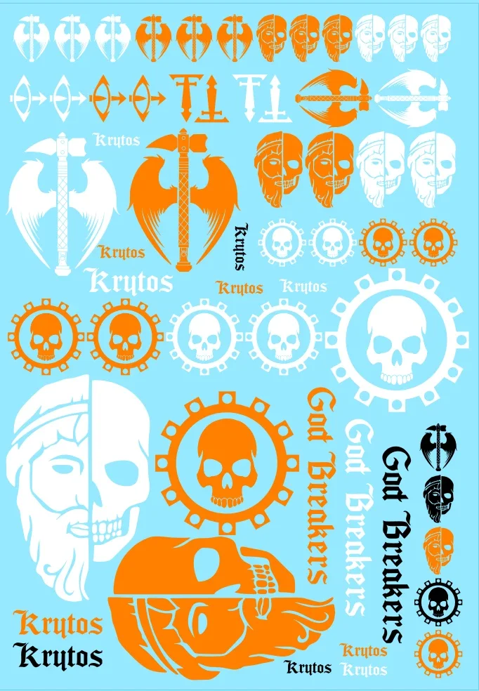 A4 - Legio Krytos God Breakers Full Scale 28mm Titans Transfer Sheet