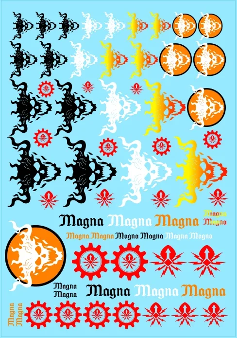 A4 -  Magna Flaming Skulls Full Size 28mm Scale Titan Transfer Sheet