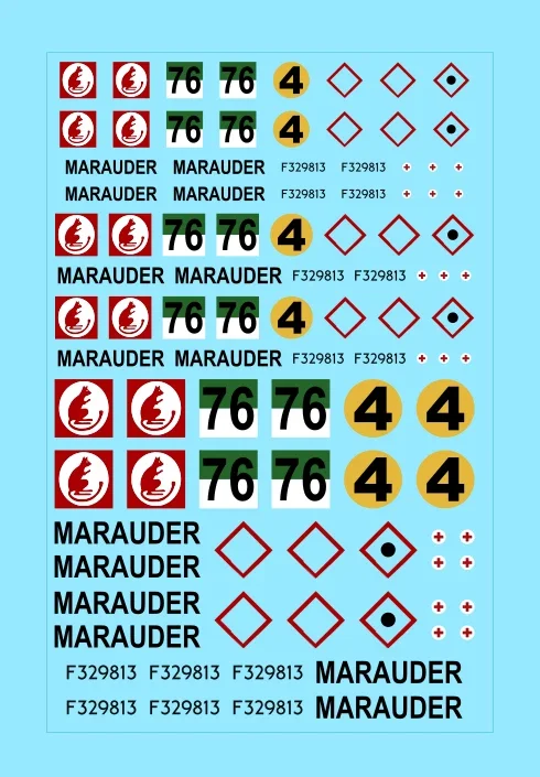 A8 1/56 1/48 1/35 Marauder Daimler Scout Car Waterslide Transfer Decal Sheet