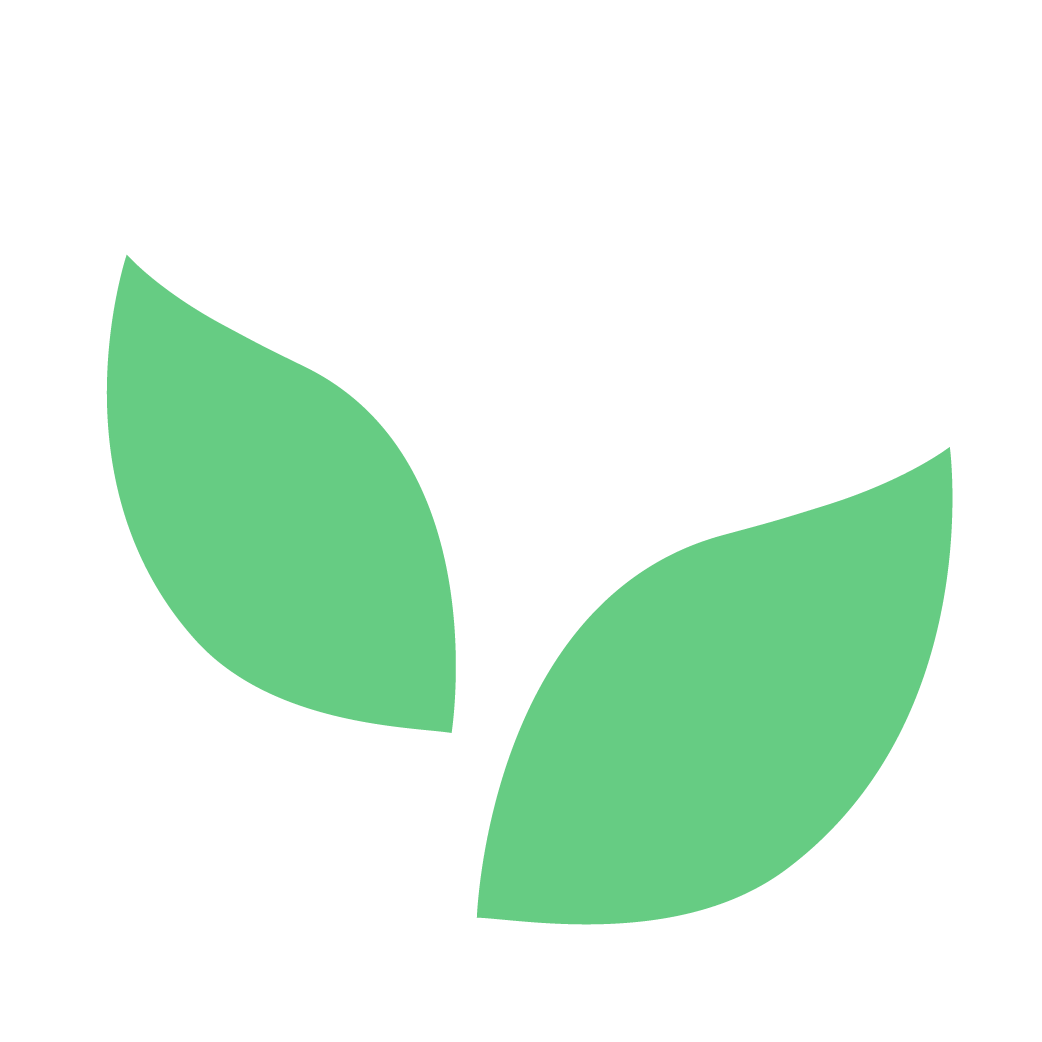 A stylized logo with a black circular outline and two green leaves inside, representing eco-friendly or nature-related branding.