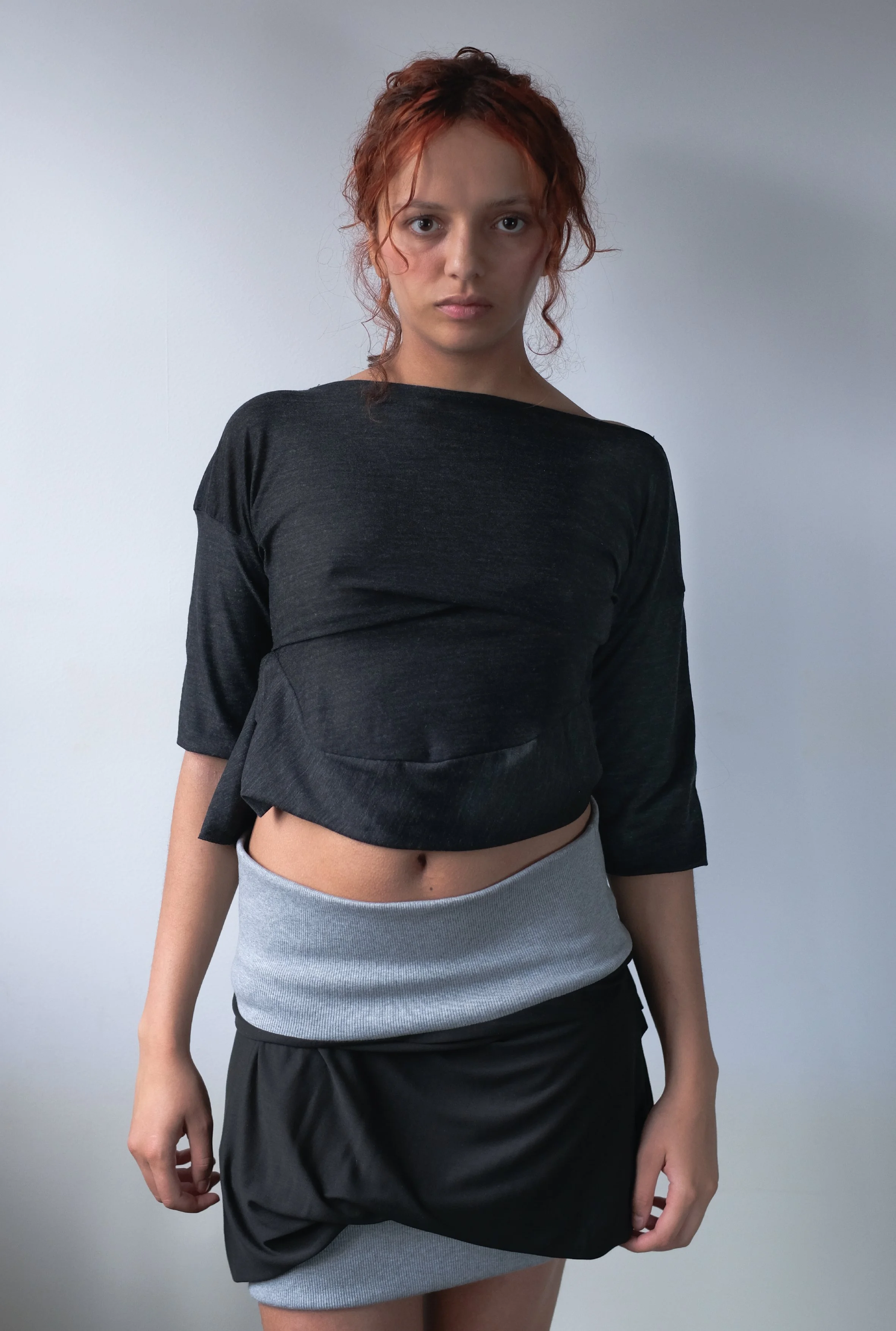 Dark grey draped top