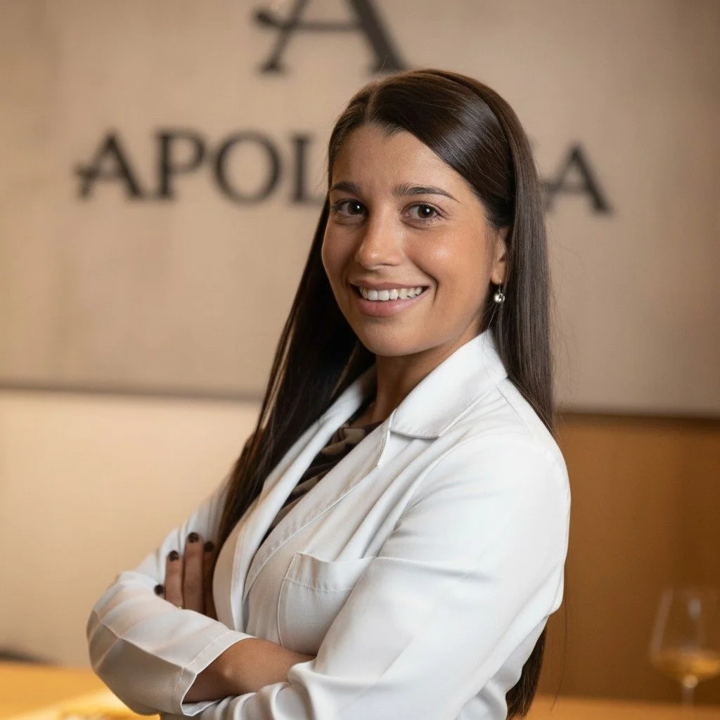 Irene Huerta del Valle &mdash; Recepcionista y Atenci&oacute;n al Paciente

Irene es la primera sonrisa que te recibe en Cl&iacute;nica Apolonia.
Organizada, amable y siempre atenta, se asegura de que cada paso &mdash;desde tu llegada hasta la cita&m