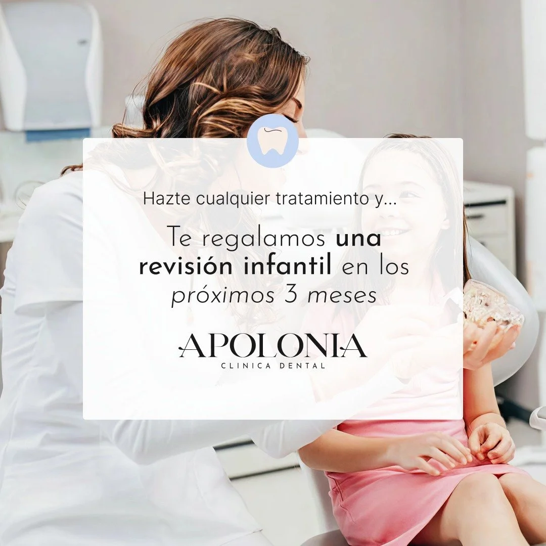 En Apolonia creemos que una sonrisa cuidada se hereda.
Por eso, si realizas cualquier tratamiento como adulto, te obsequiamos la revisi&oacute;n dental infantil gratuita para tu peque.

🩵 Promoci&oacute;n v&aacute;lida hasta el 31 de diciembre
🦷 La