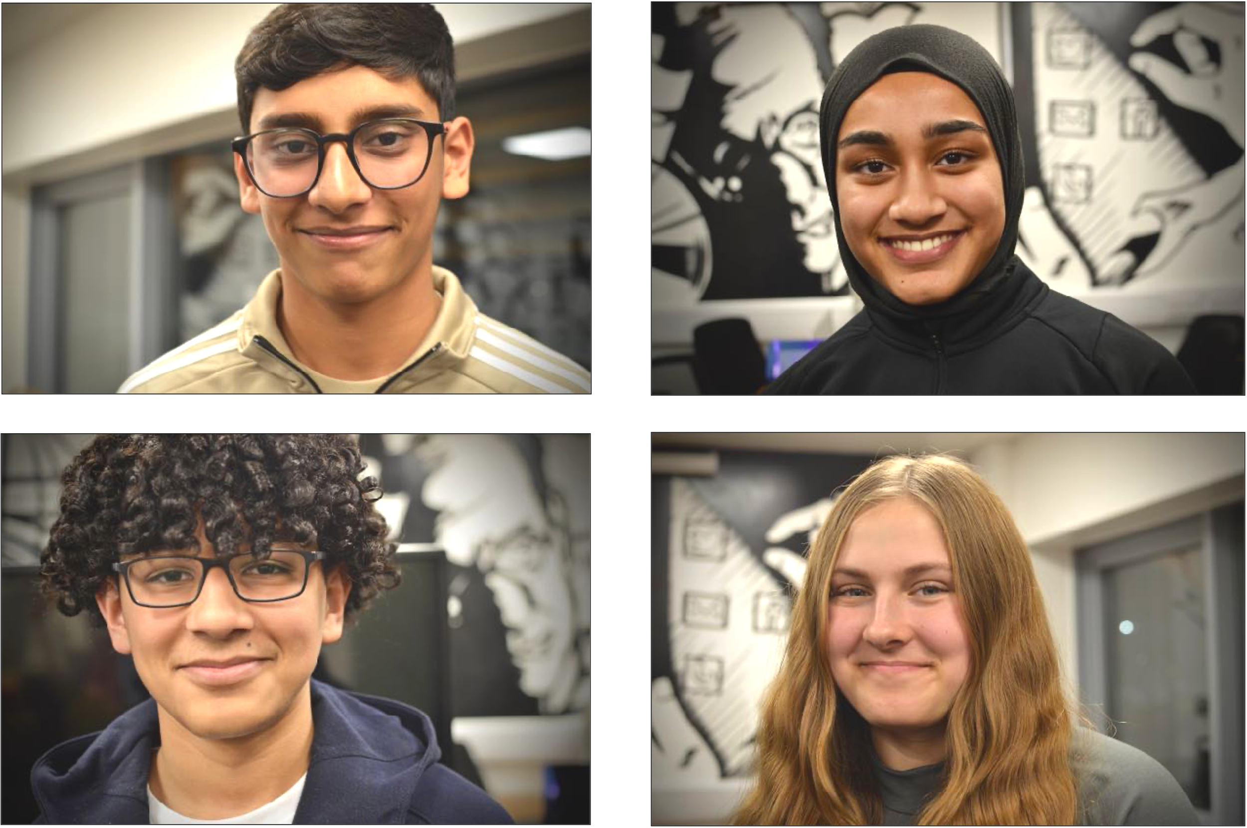 Images of two male and two female students who took part in the Step In Bystander workshop pilot.