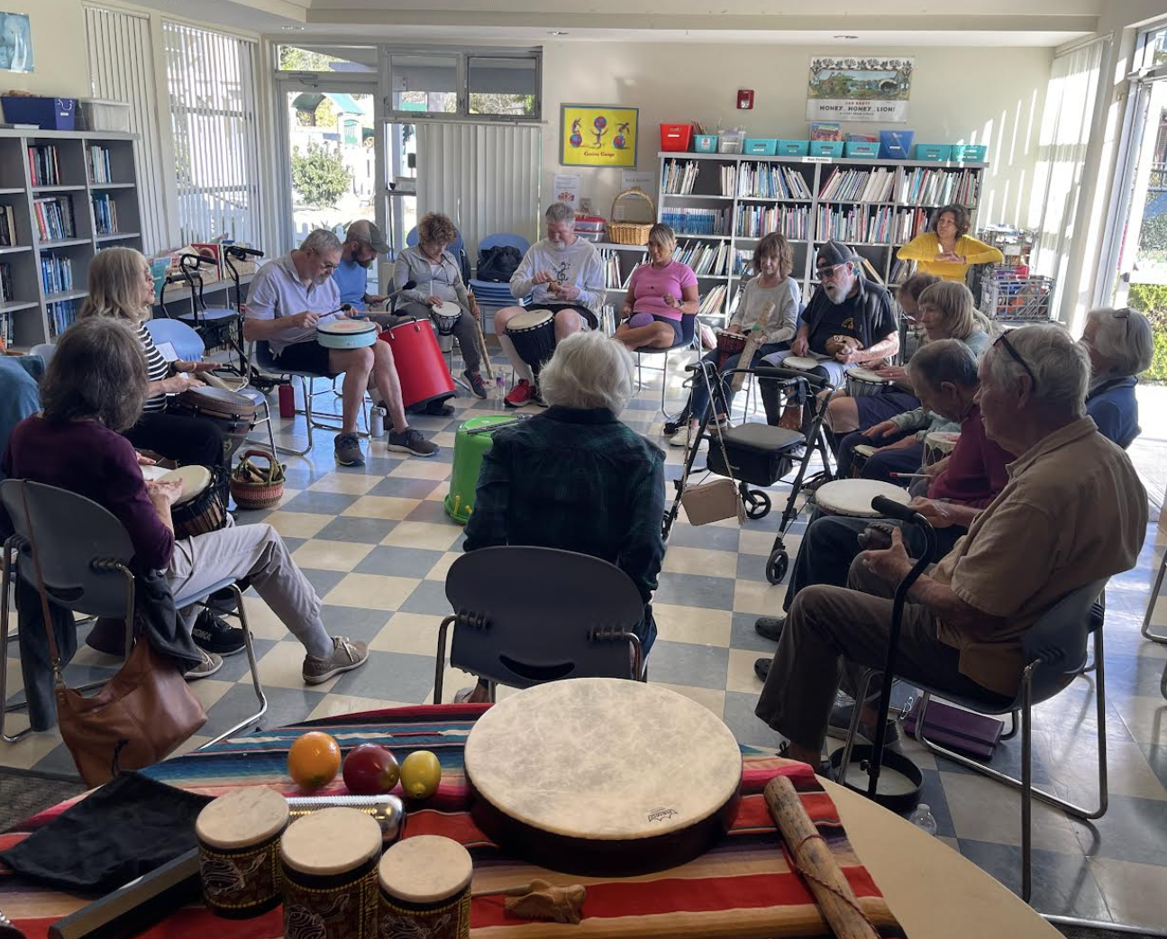 Members in a circle practicing