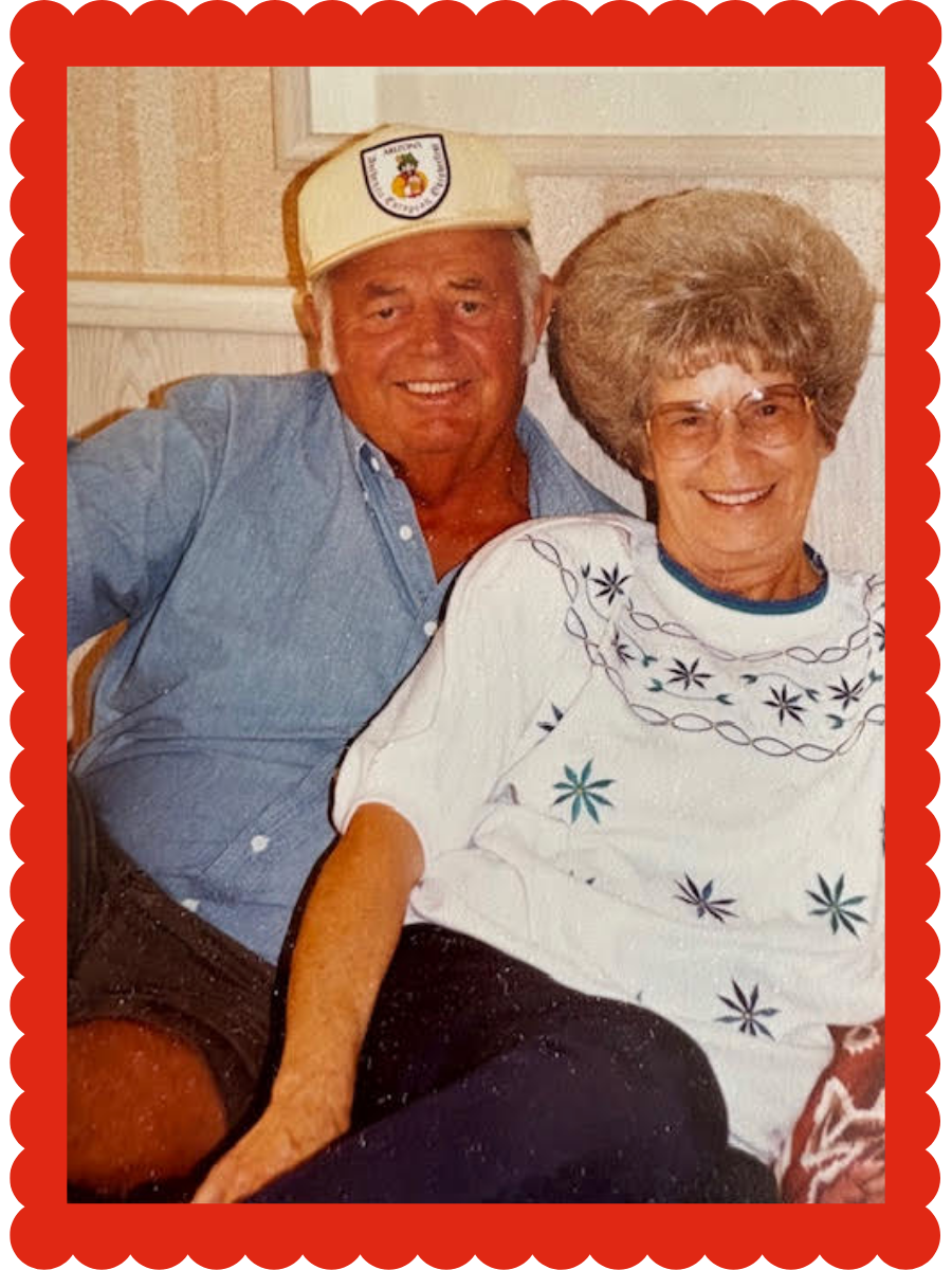 Framed image of Ned Brooks and his wife
