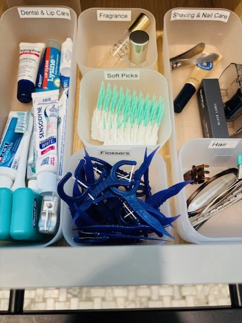 Client bathroom drawer organization