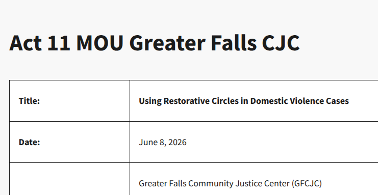 Restorative Circles for Domestic Violence