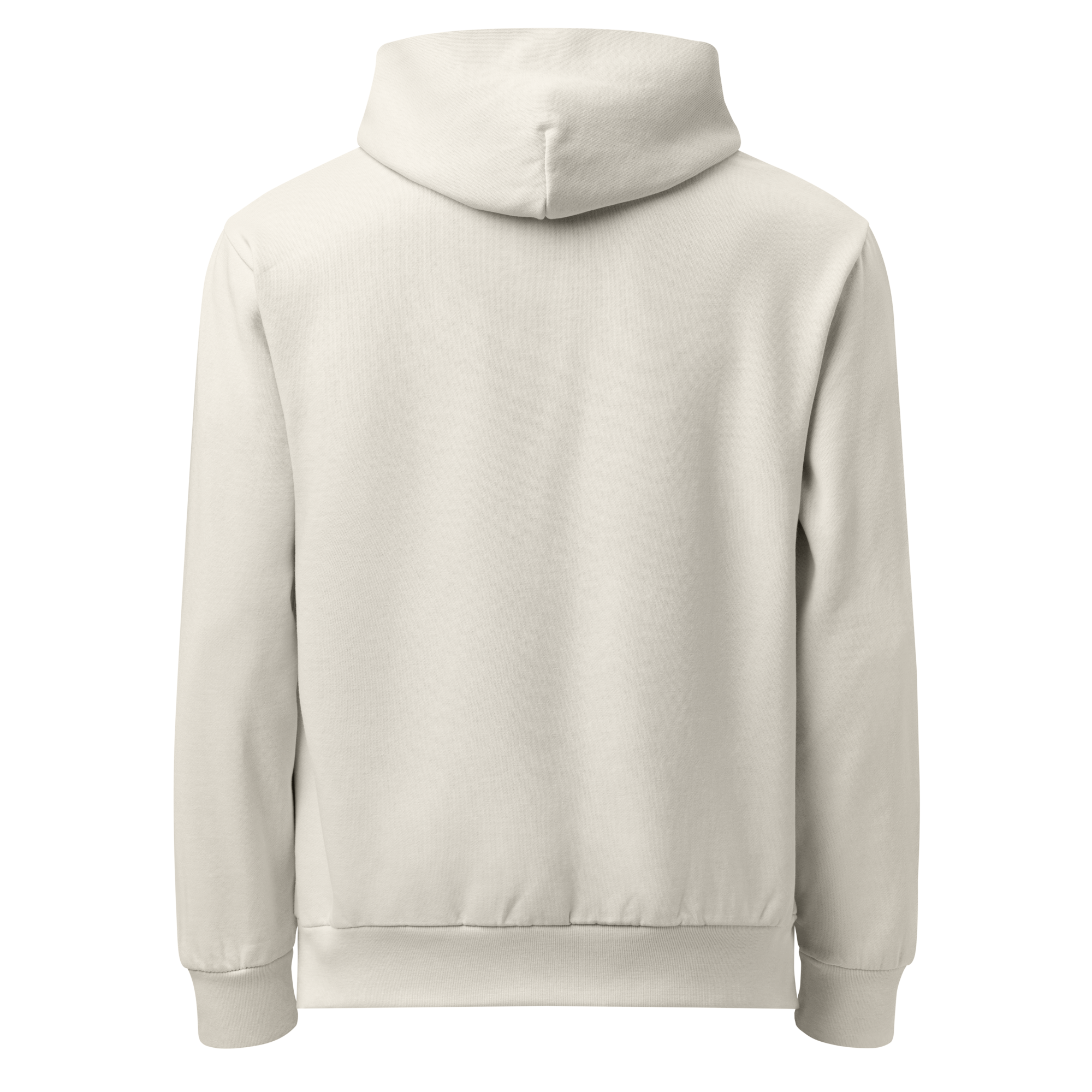 Hoodie Number One - Cream pullover hoodie, back view. Plain design with no visible graphics.