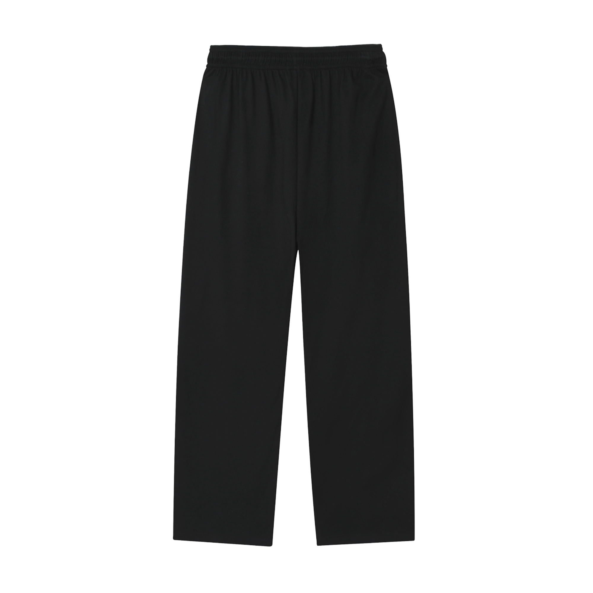 Pants Number Two - Black elastic-waist trousers, back view. Clean gathered elastic waistband with no visible pockets.
