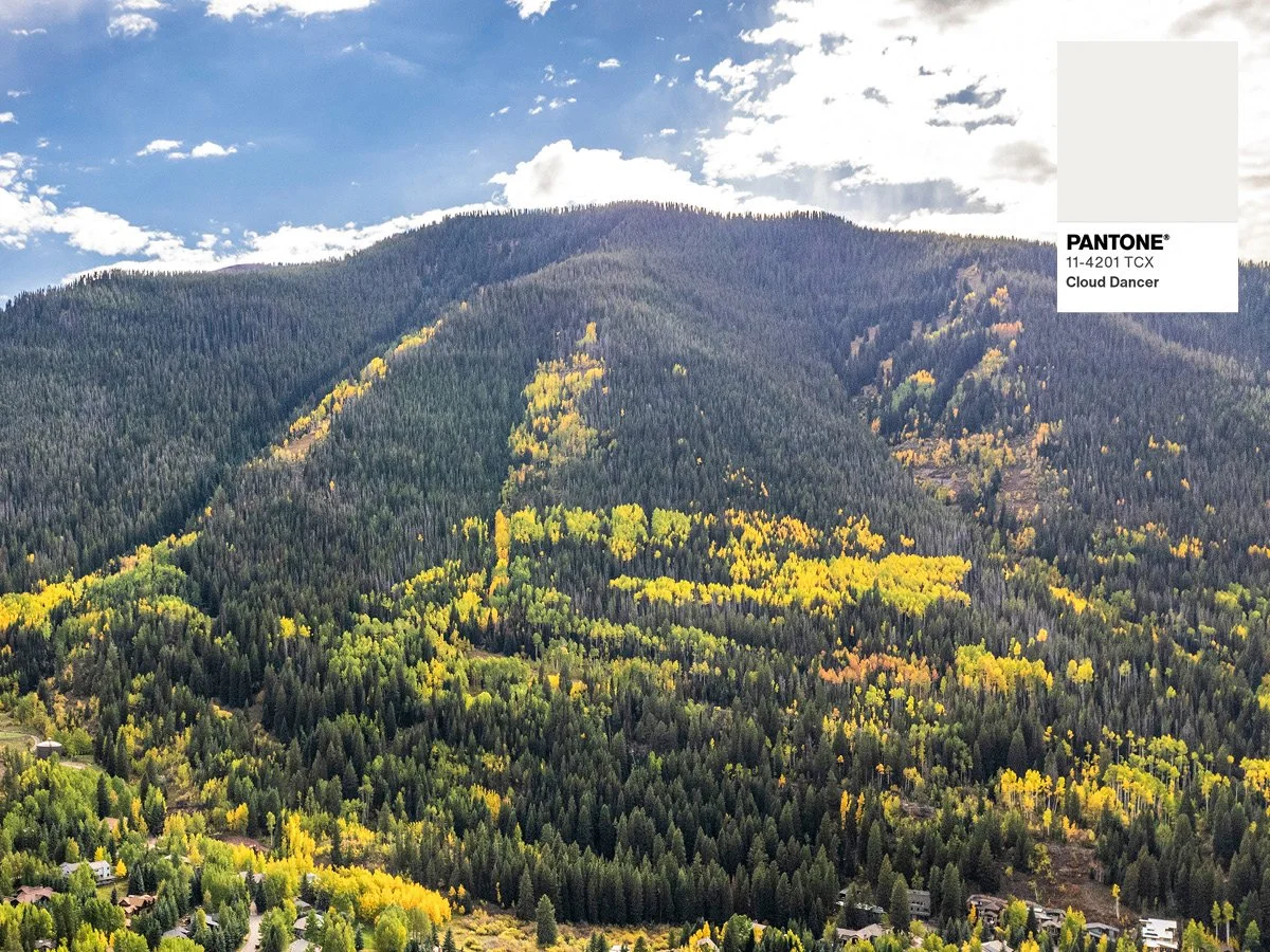 Vail, Colorado blue sky and fall mountains