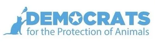 Logo of Democrats for the Protection of Animals featuring a blue dog silhouette and a star inside the letter 'O'