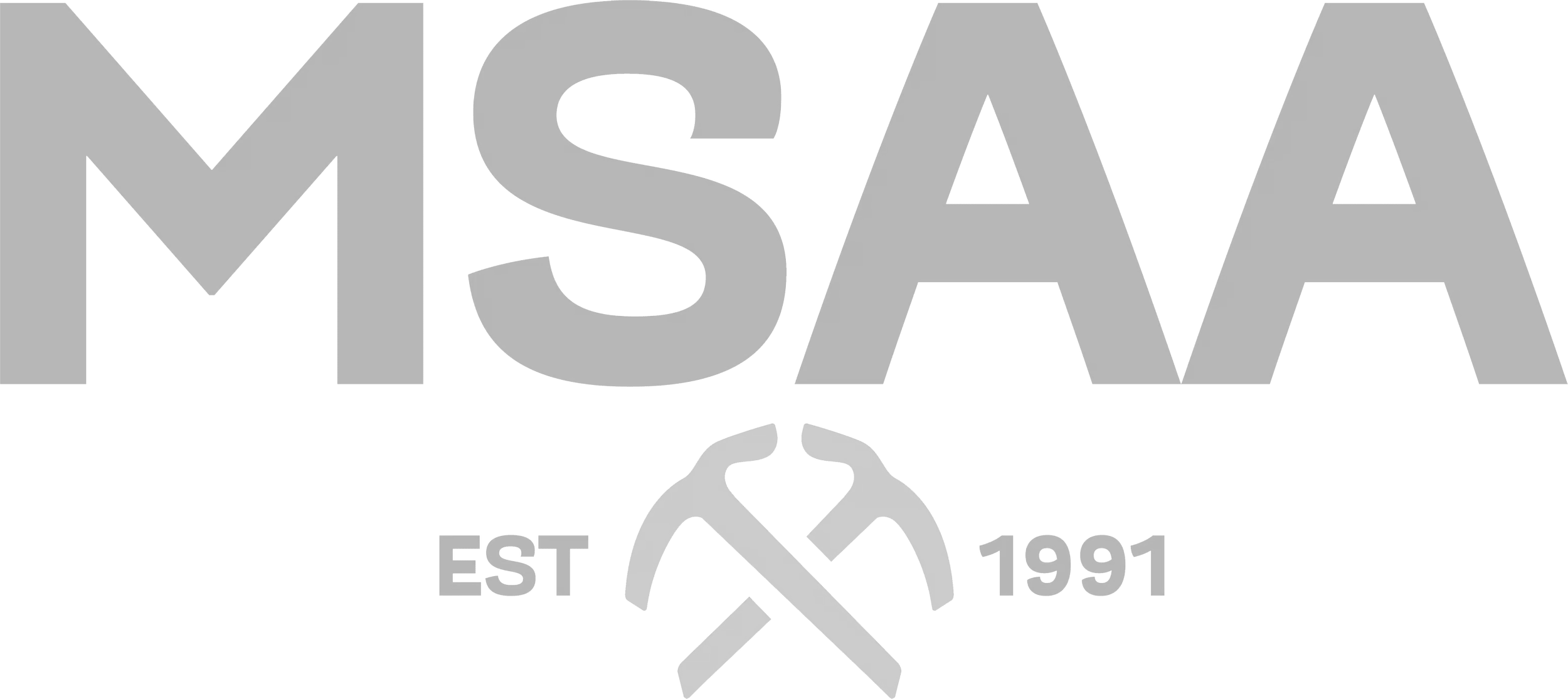 Logo with the words 'MSAA', 'EST 1991', and a graphic of two simplified hammers crossing each other.