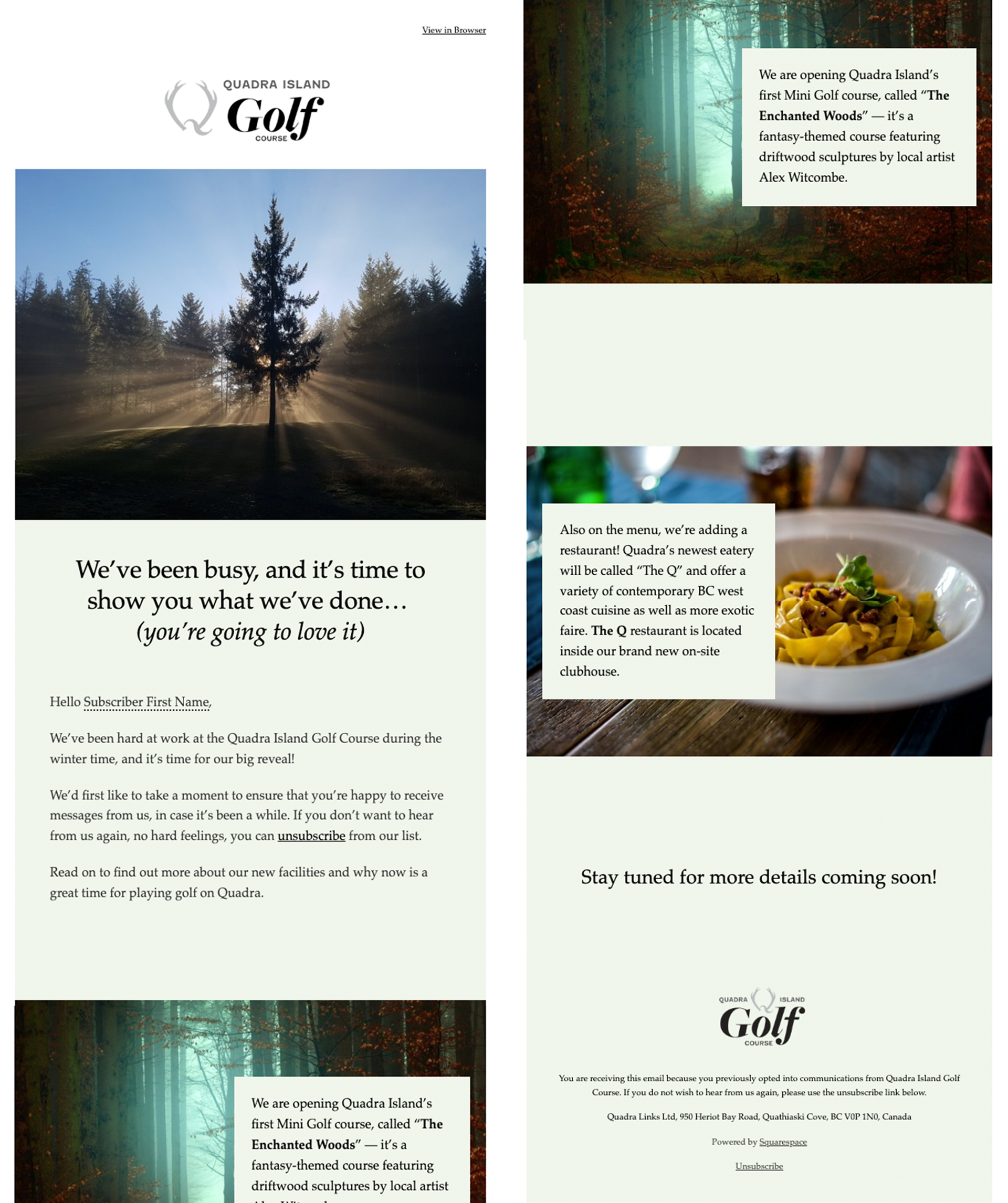 Quadra Island Golf Course Email Newsletter
