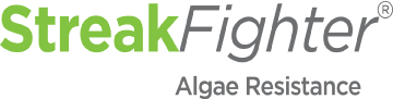 Streak Fighter logo with green and black text, indicating algae resistance.
