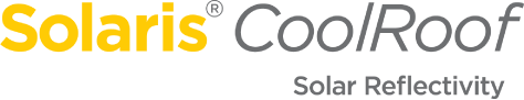 Logo for Solaris CoolRoof with yellow and gray text indicating solar reflectivity