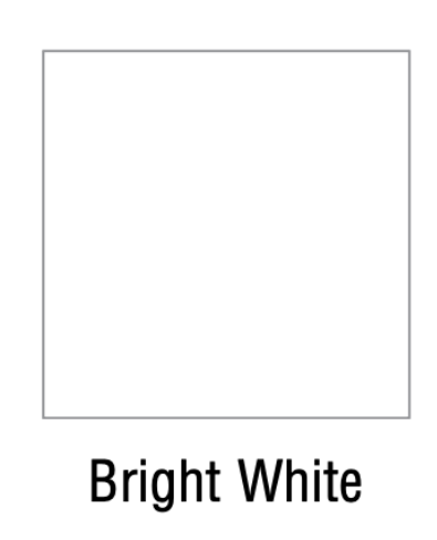 A plain white square with the text 'Bright White' written below it.