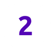White circle with the number 2 in purple