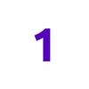 A white circle with the number 1 in purple text in the center.