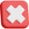 Red Square button with a white 'X' symbol in the center.