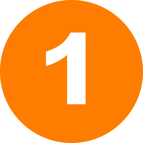 Orange circle with a black number 1 in the center.