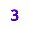 A white circle with a purple number three inside.