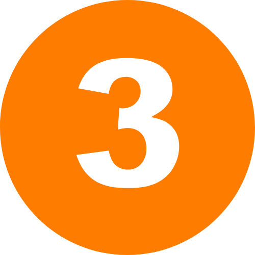 Orange circle with the number 3 in black in the center.