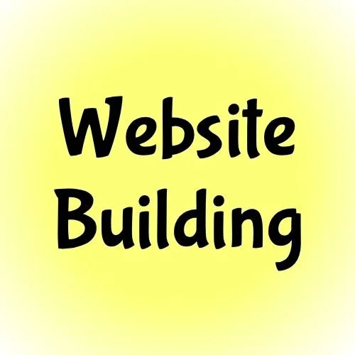 Yellow circle with black text that reads, "Website Building"