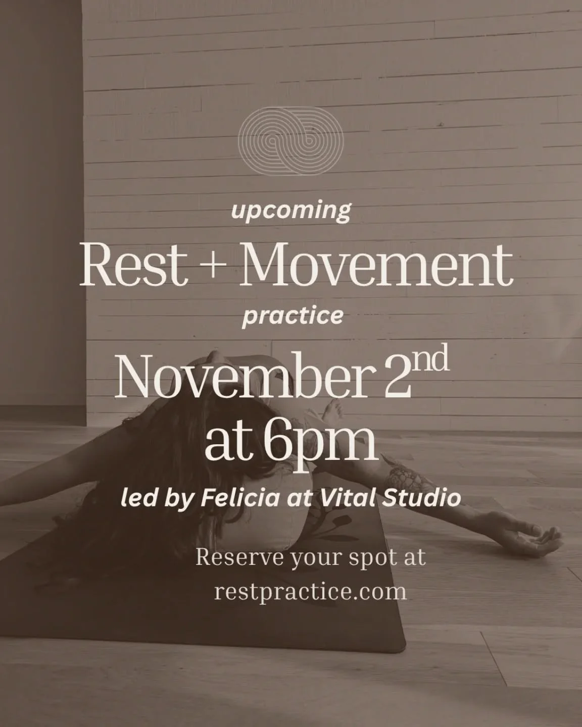 Two weeks until the first of four rest + movement classes coming up on November 2 at 6pm ✨ Sign up through link in bio or going to rest practice.com