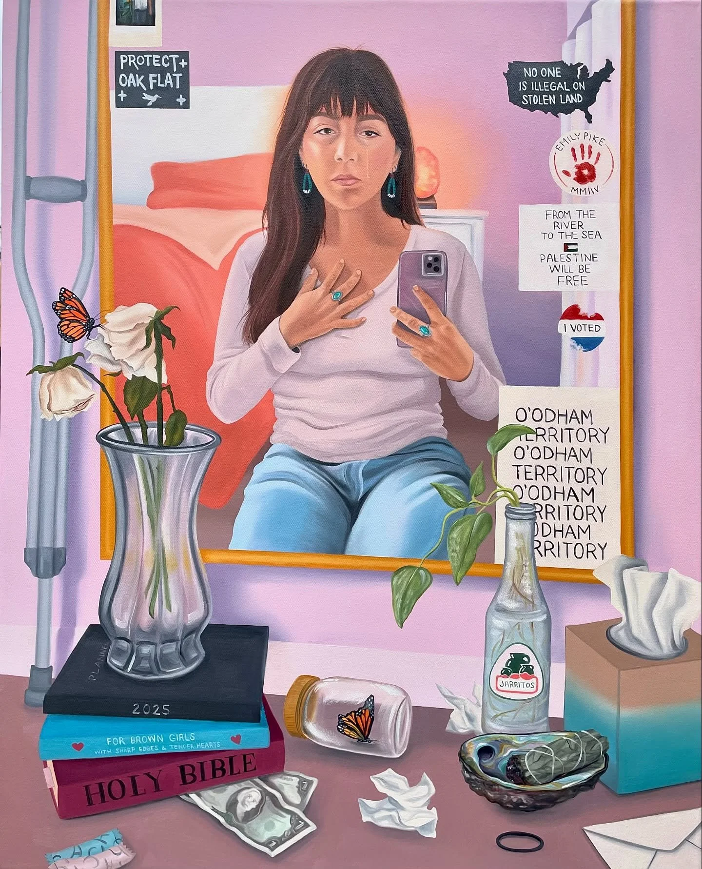 This painting is unlike any work I&rsquo;ve made so far, which is usually very hopeful and beautiful. I started this year in a very broken place&hellip; emotionally, mentally, and eventually physically. My world felt like it was falling apart and I l