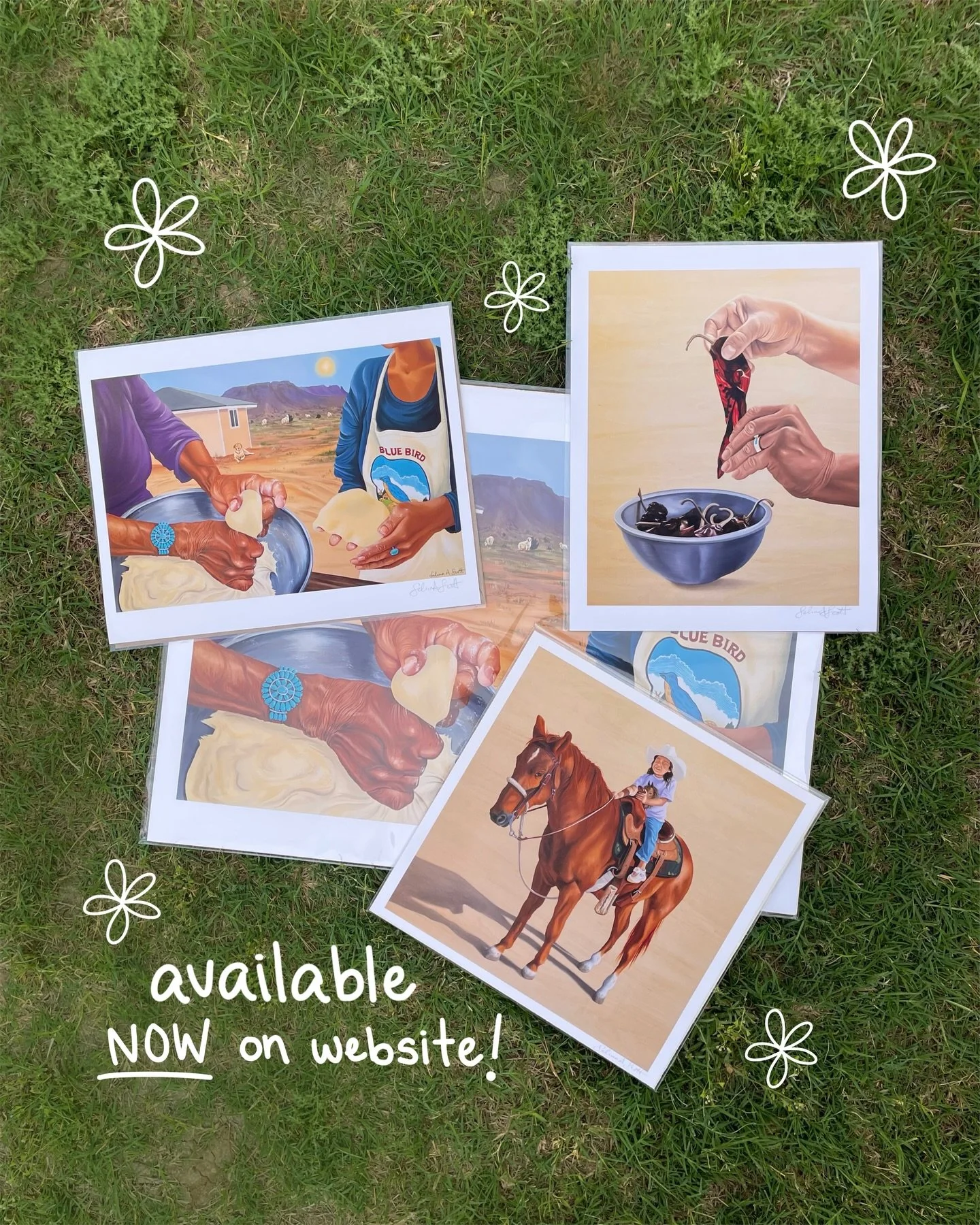 Prints are live on my website!
👉🏽selinaascottart.com

My current inventory can ship out this week! 
I also added a pre-order for the &lsquo;Nali&rsquo;s Hands&rsquo; print which was the top seller at the Heard Market🫶🏽 

Link in my bio to order✨