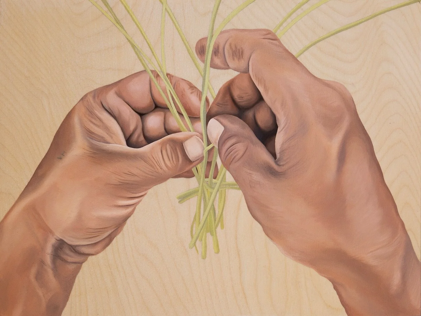 I had the incredible honor of painting these hands for my friend Taylor. 

One of the reasons I fell in love with painting hands, is because every hand has unique birthmarks, scars, wrinkles, and calluses that detail the story of their day to day lif