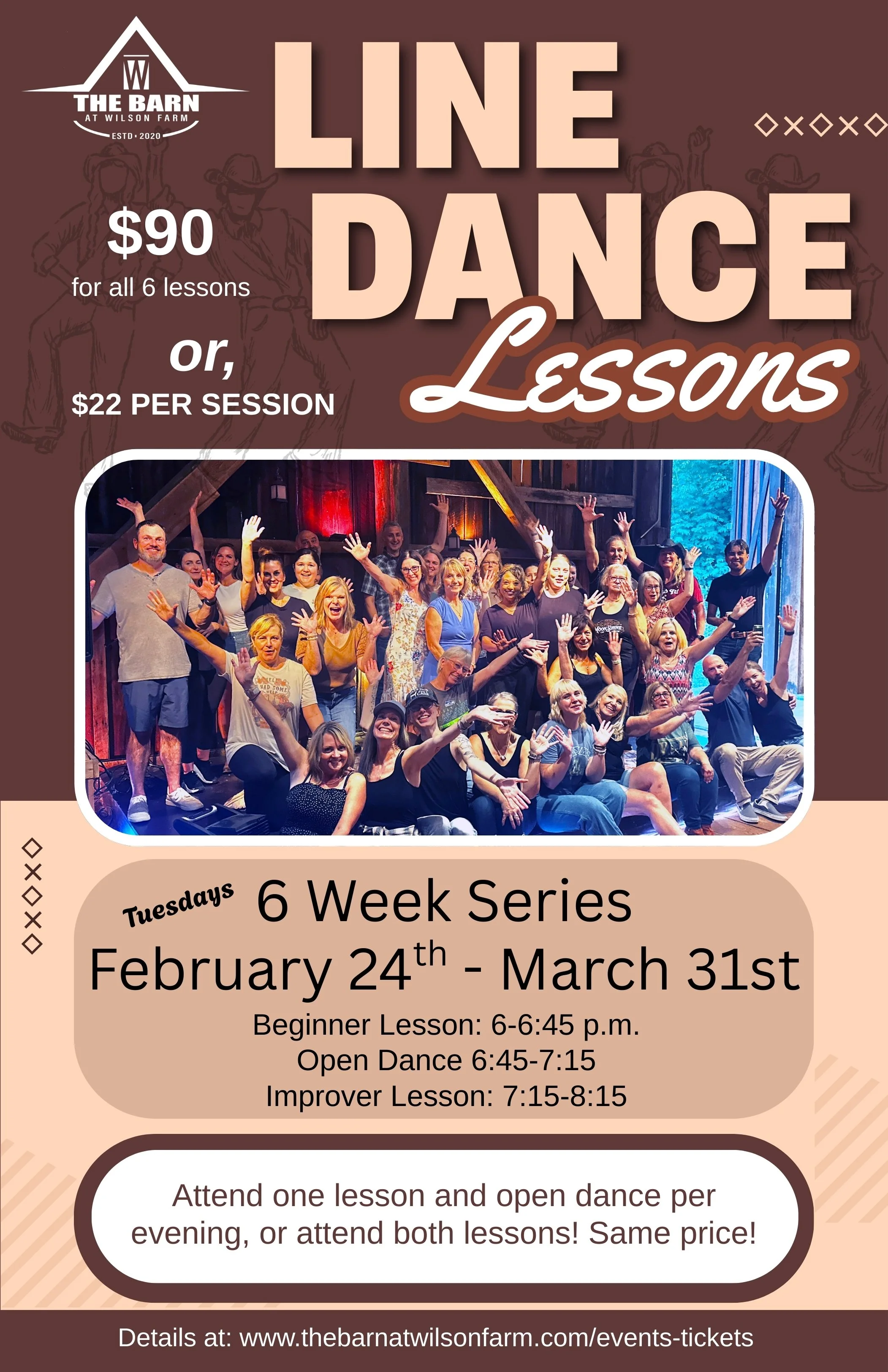 Line Dance Lessons! 6 Week Series Feb 24-March 31