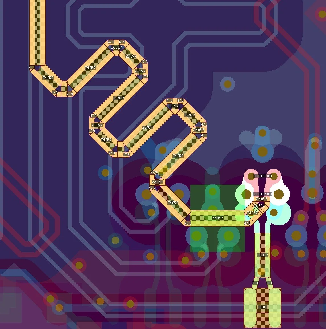 Snippet from simulation in Simbeor solver showing 2D signal integrity simulations