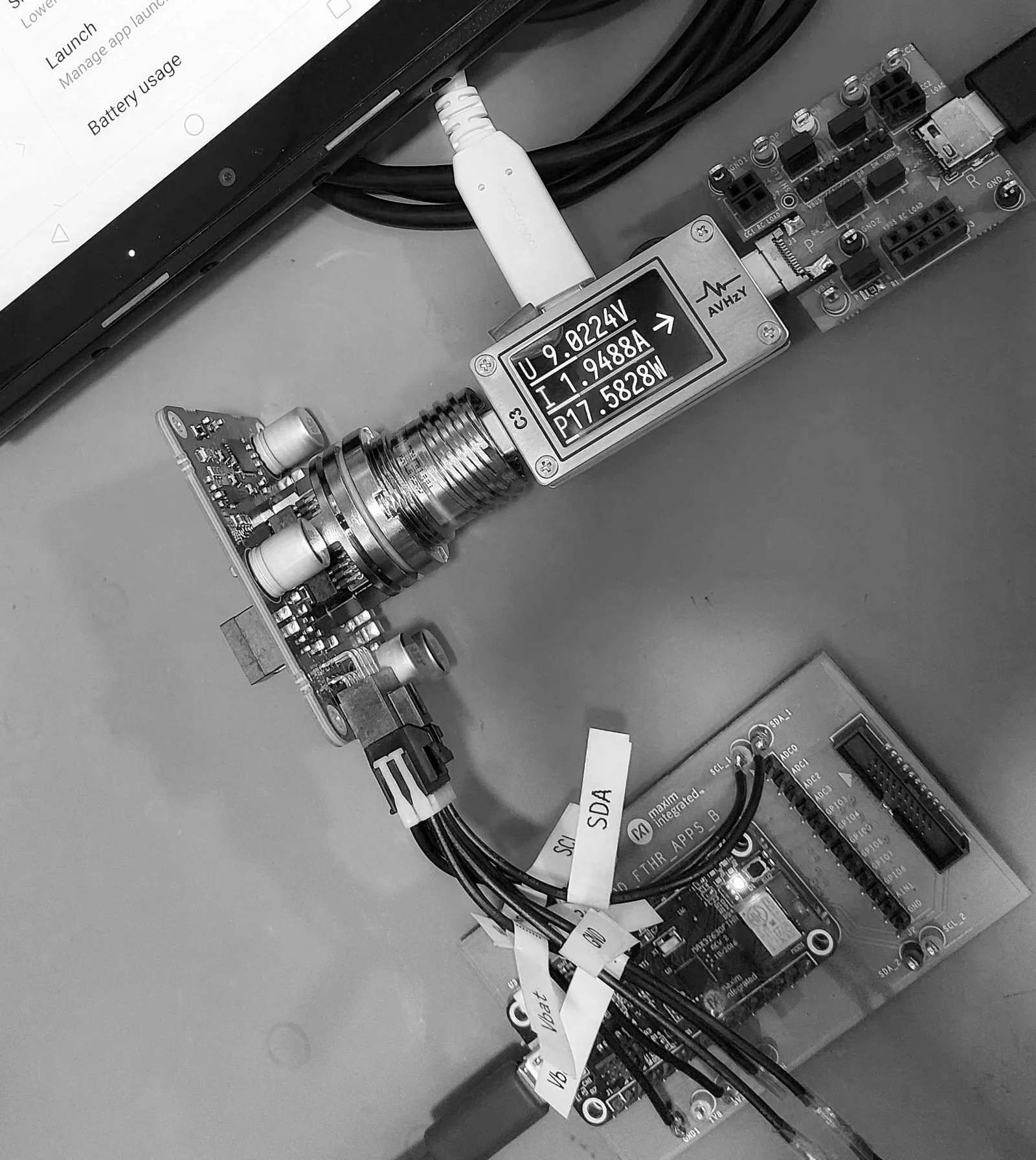 Debugging firmware and testing on custom electronic board design with Type-C and power delivery analyser