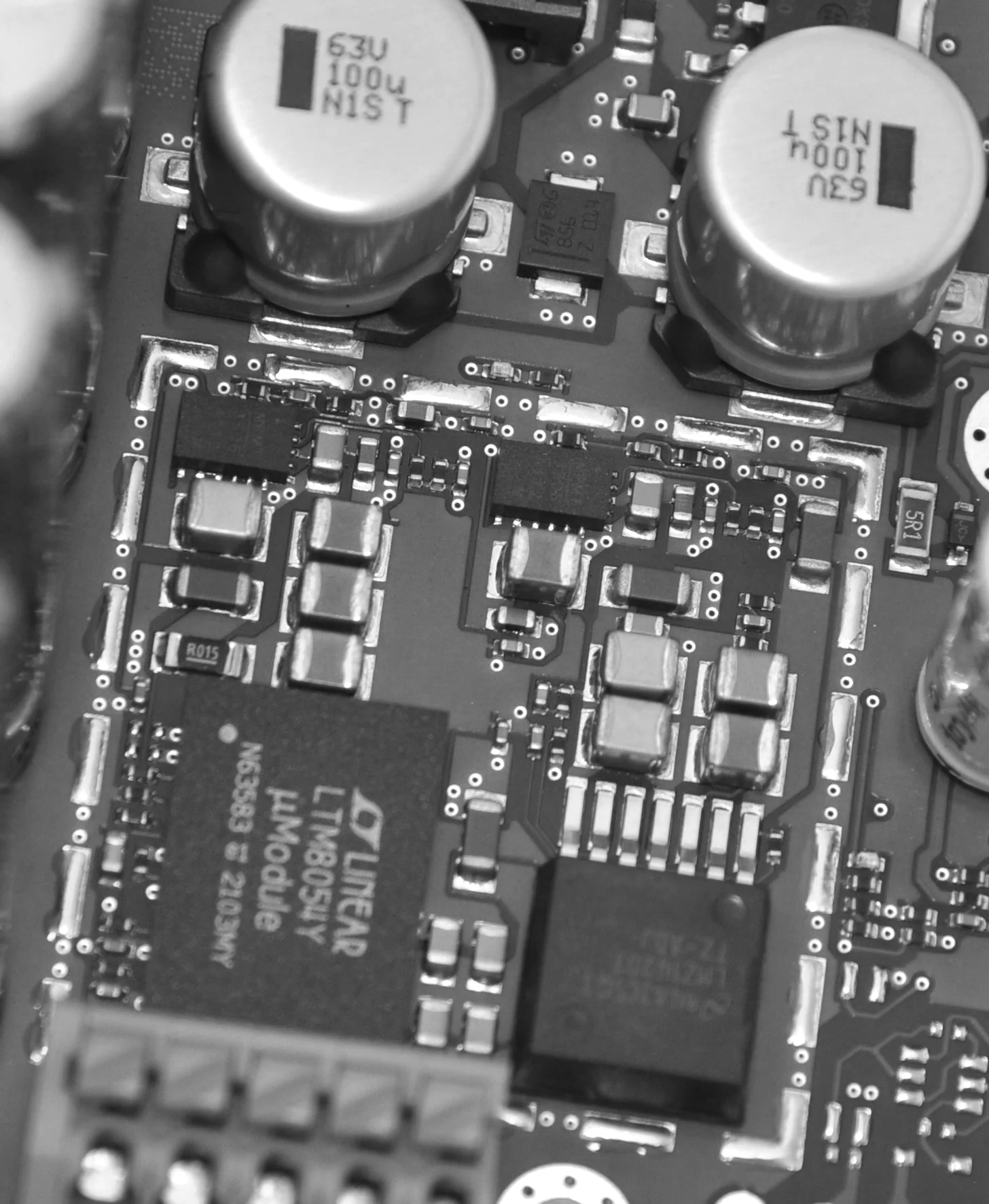 Snippet from power electronic board with power module and voltage regulators