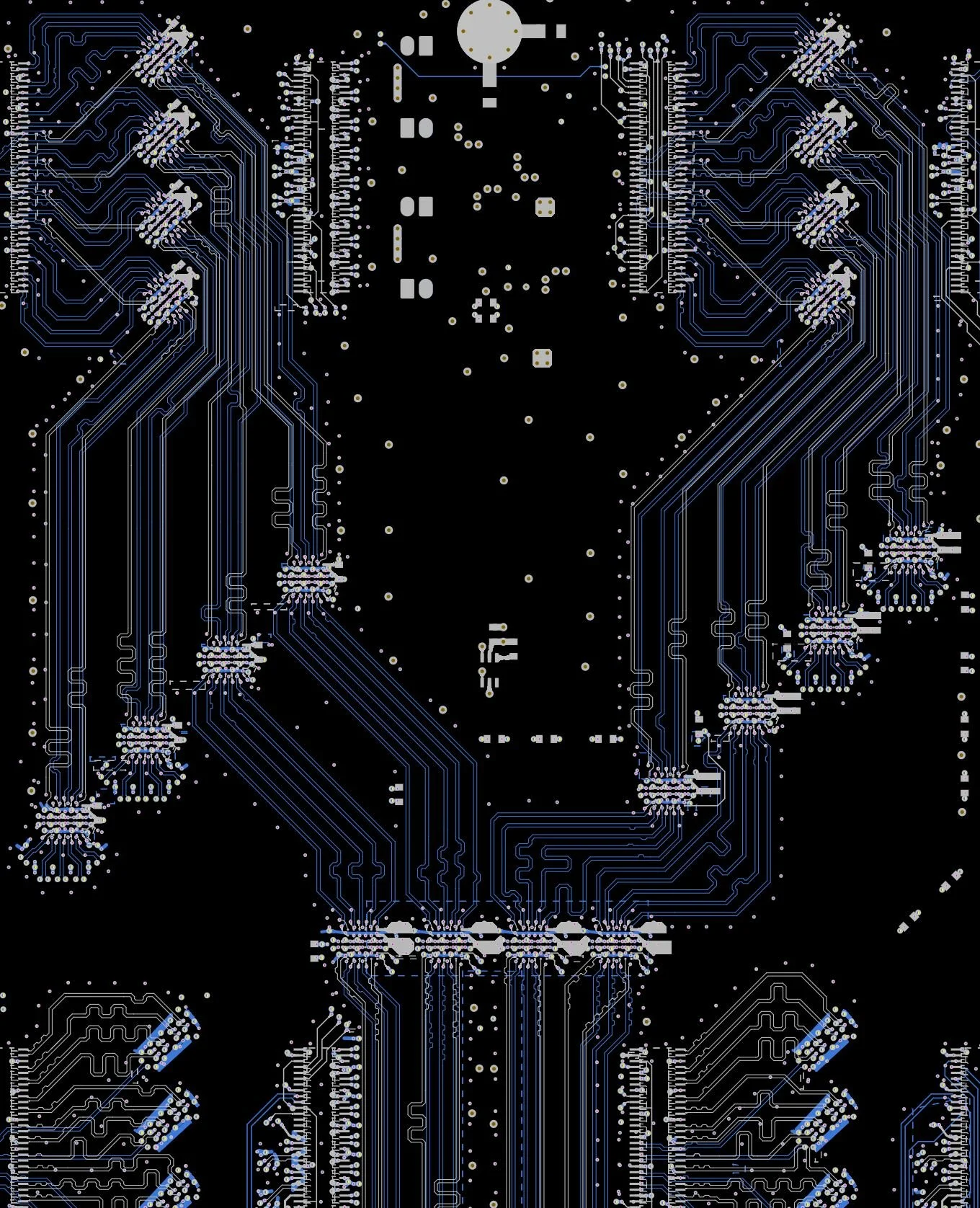 Snippet from HDI PCB board with high-speed data lines and High density layout