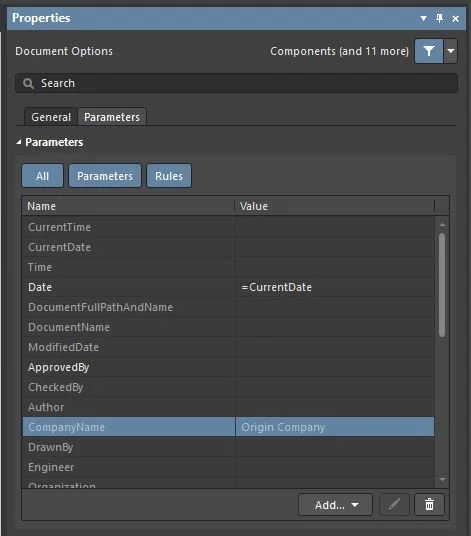 change Parameter field CompanyName