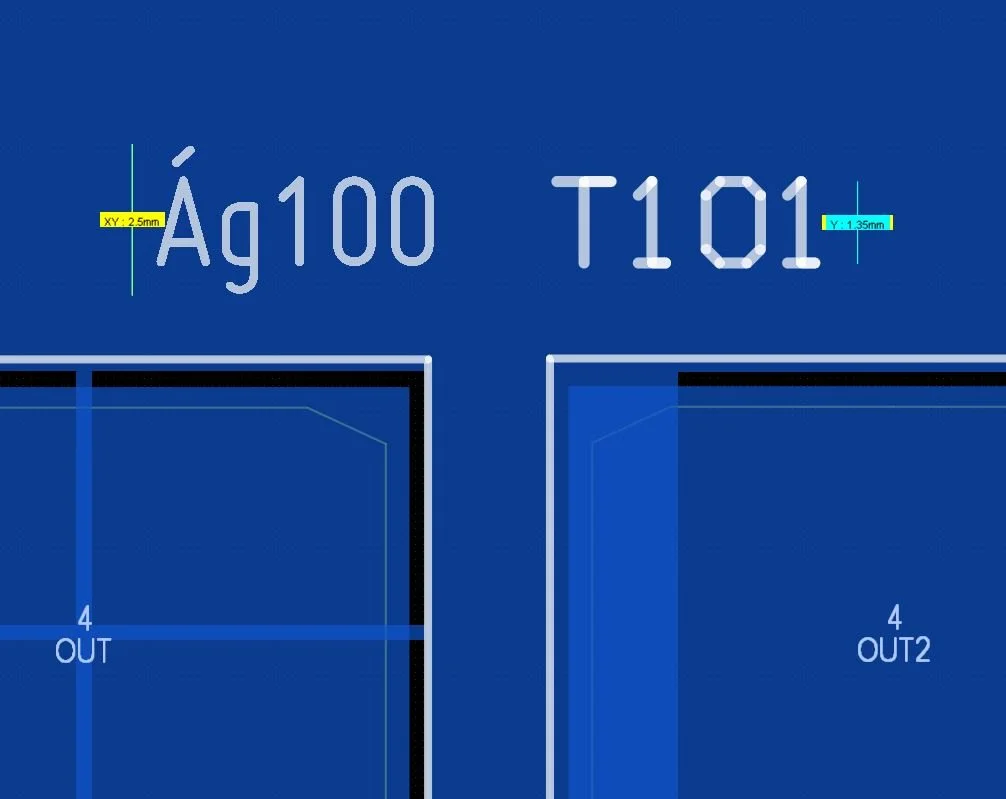 Comparison of Stroke type text and TrueType font text MISO in Altium Designer