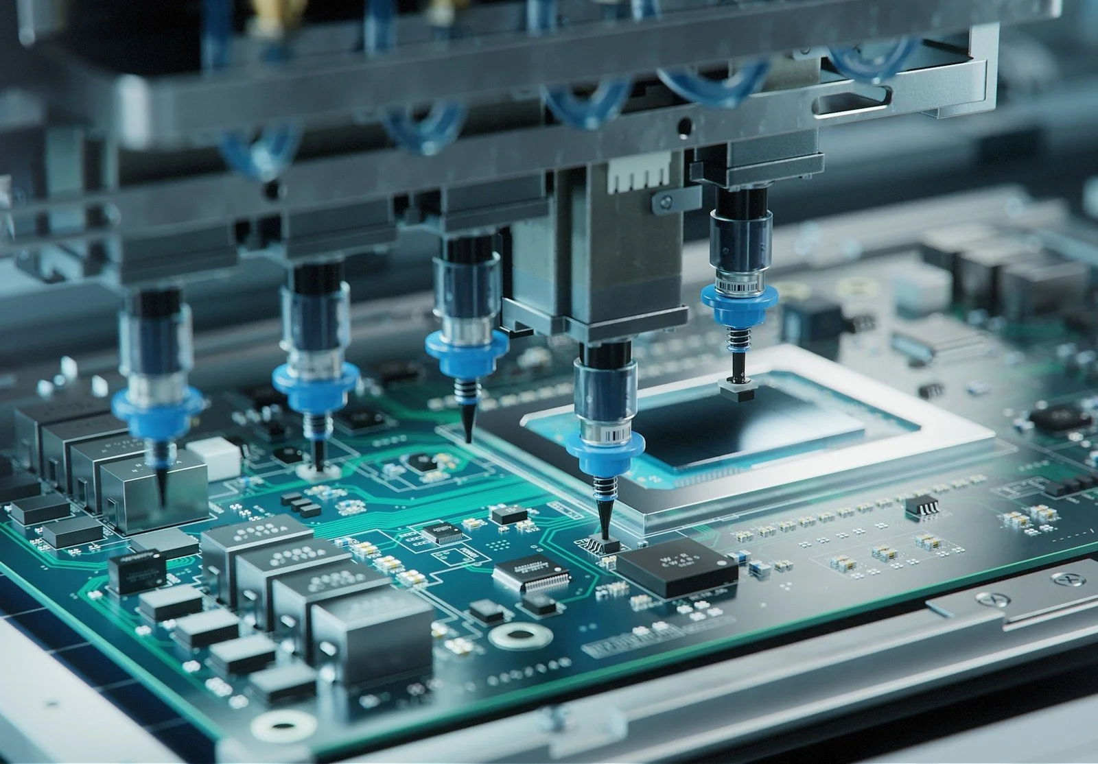 Artistic presentation of SMT assembling in the machine