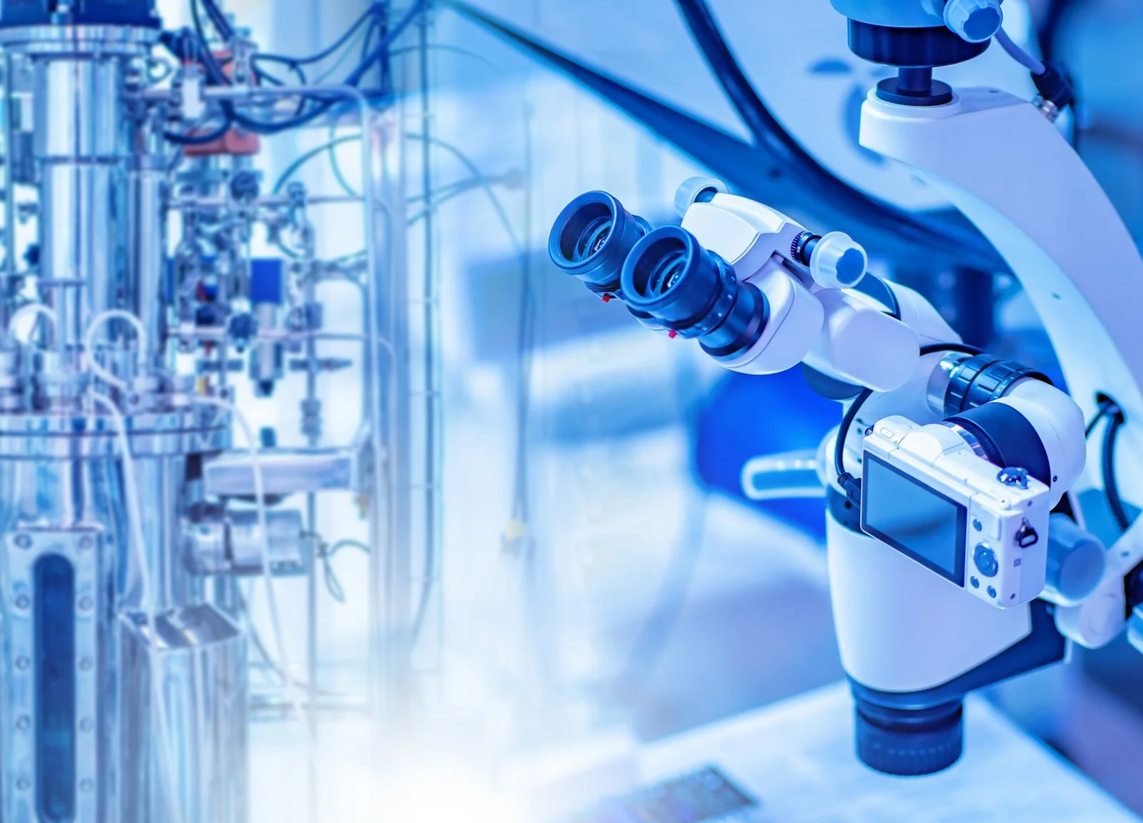 Artistic image representing medical laboratory technology and microscope