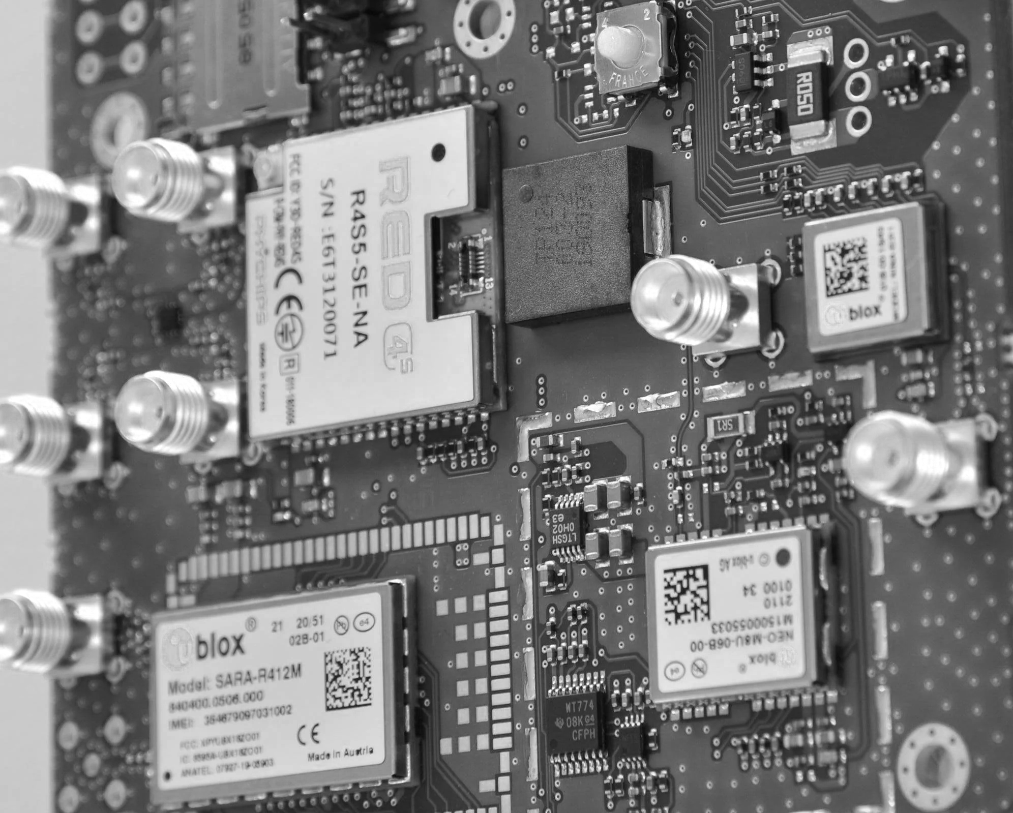 Snippet from custom design electronic board  for IoT device