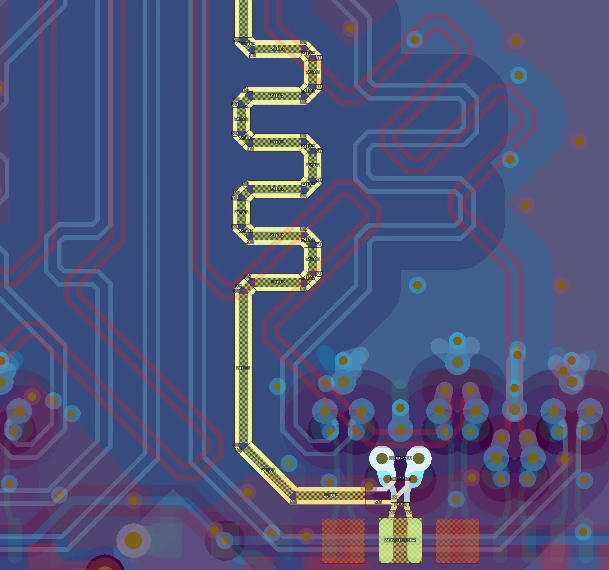 Snippet from simulation result for 2D signal integrity simulation presenting differential line impedance