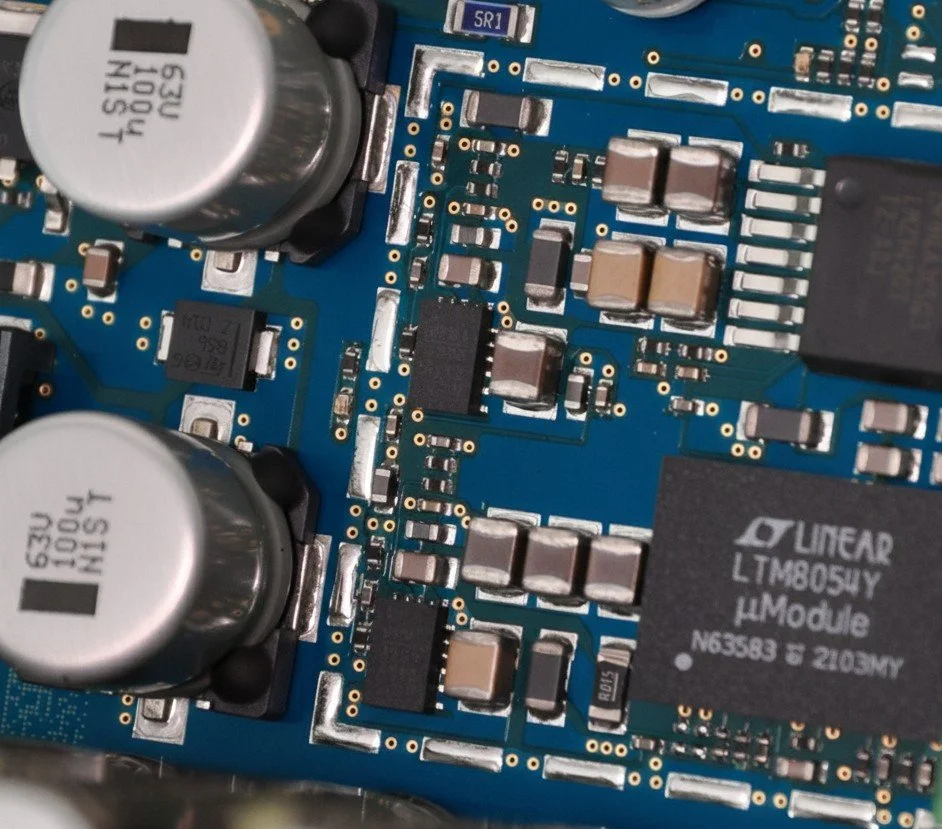 Snippet from power electronic board with power module and voltage regulators