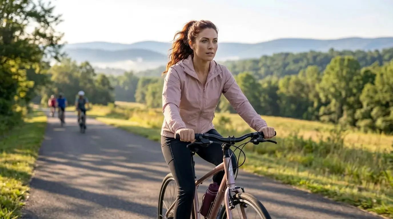 Woman cycling outdoors for heart health, cared for at Asklia Medicine, Roanoke VA
