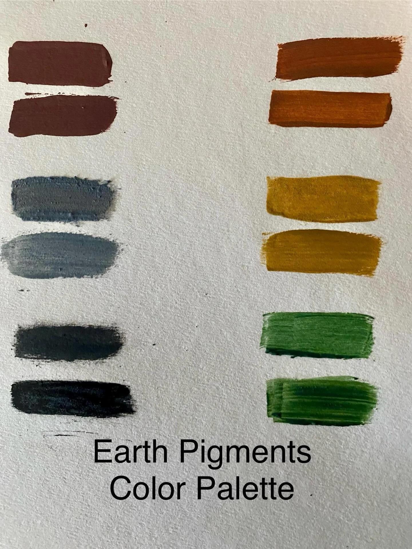 Look at these beautiful colors from earth and mineral pigments.  What would you paint with this palette?