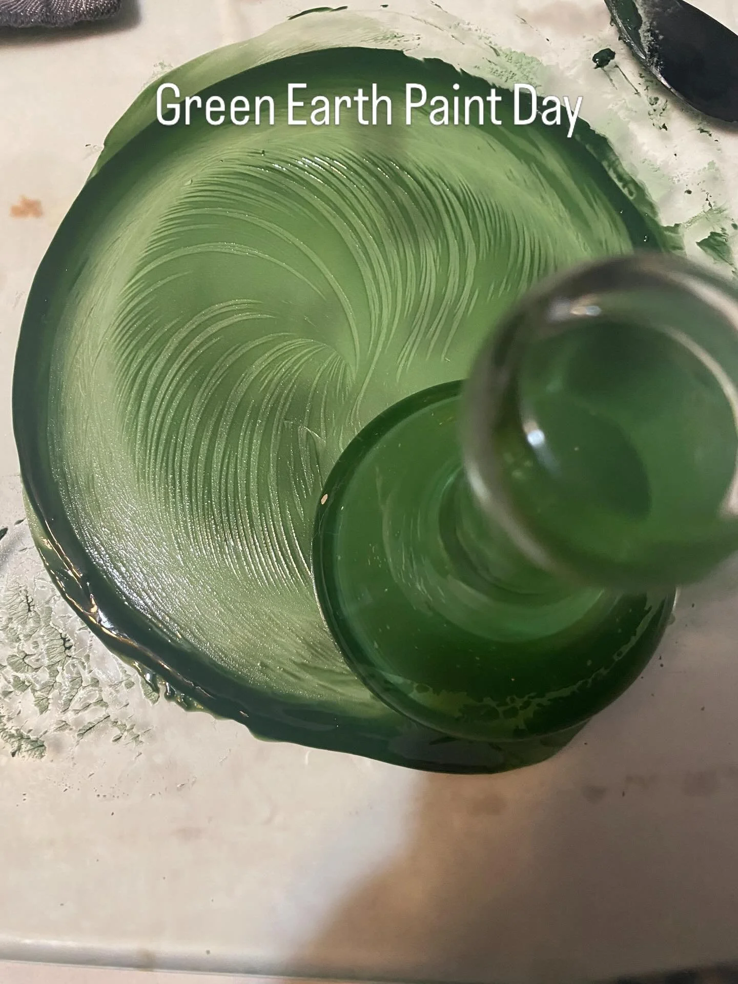 Making some green earth paint for Earth Day.  Hope you can get outside and connect today.