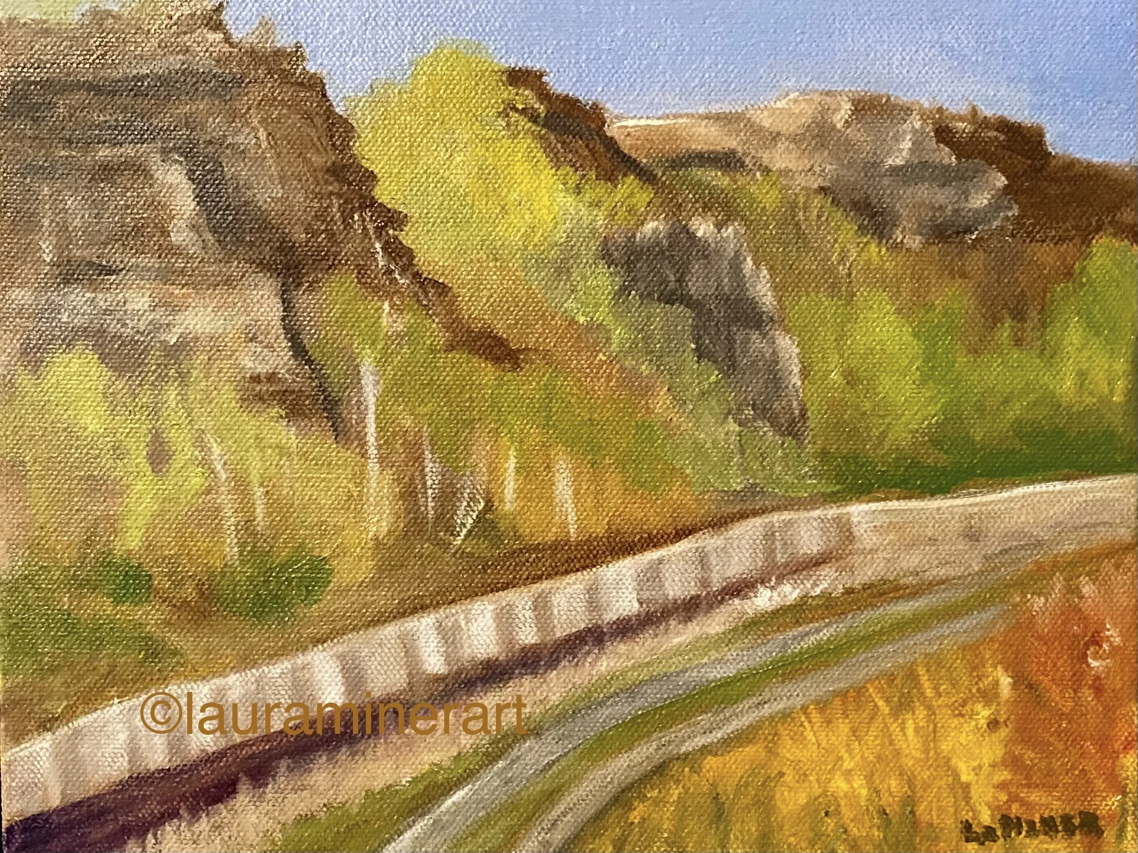Cliffs of Noxamixon, Plein Air, 8X10 oil on canvas, floater frame, avialable