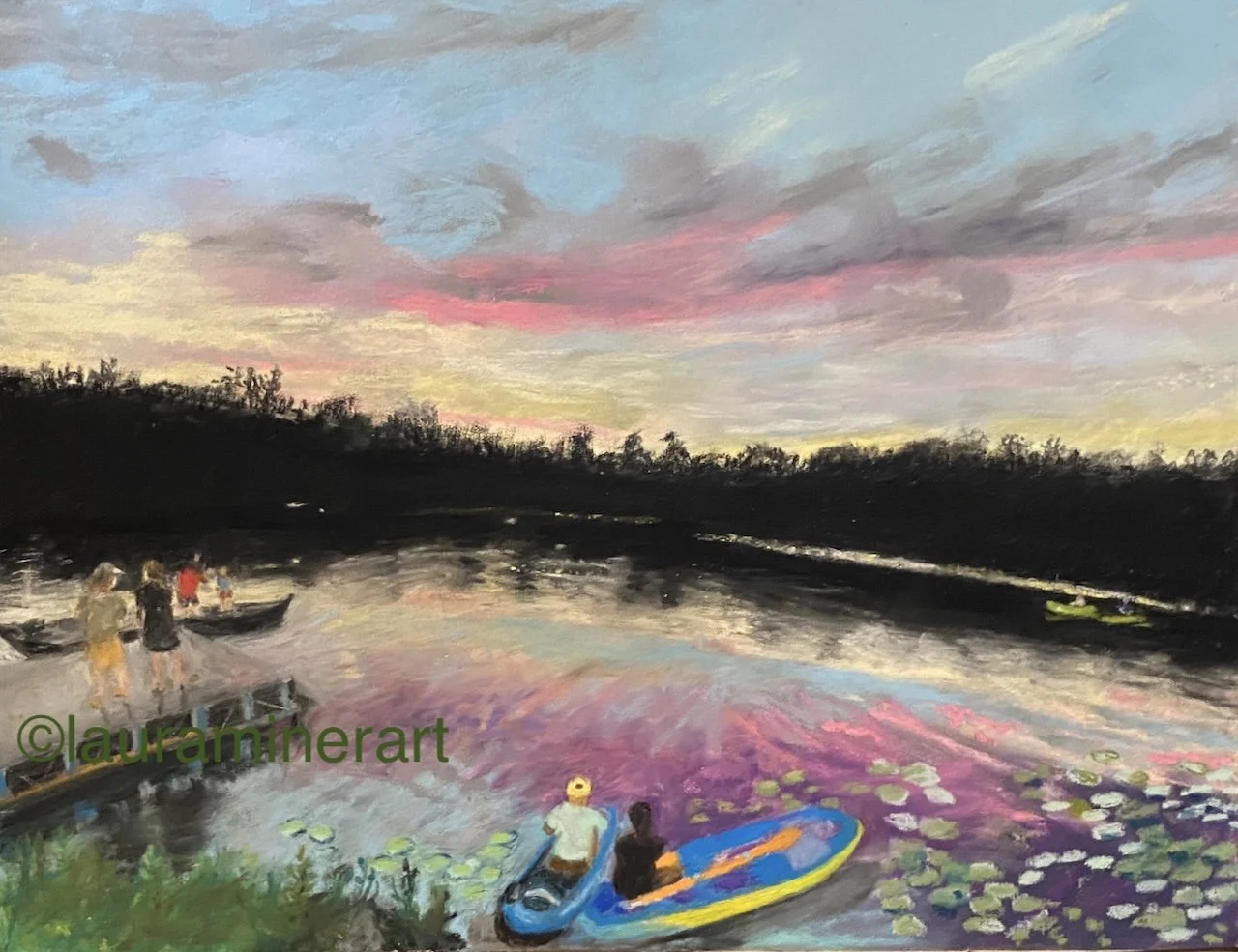 Sunset for Two, pastel, private collection