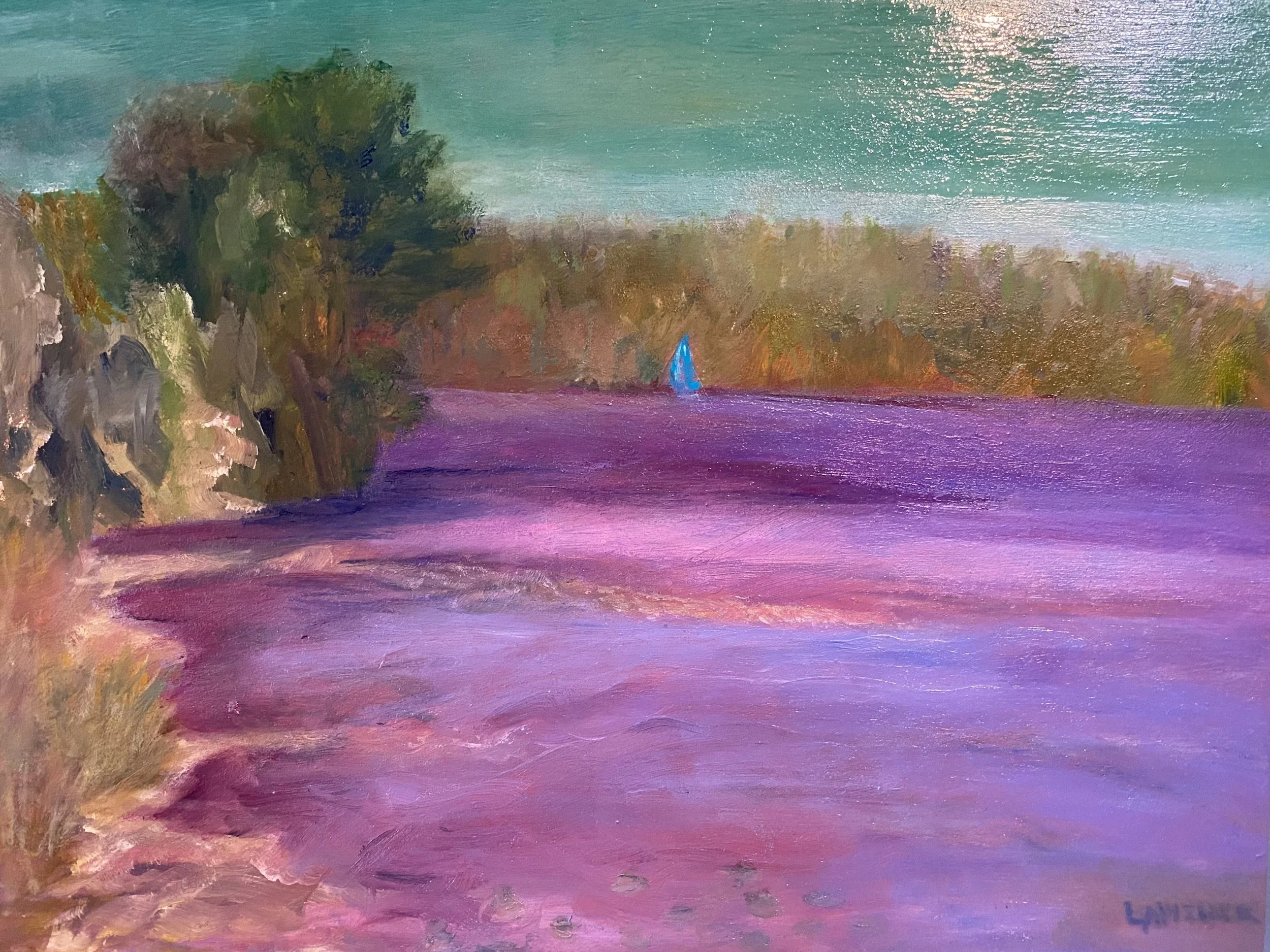 Lake Nokamixon - 11 X 14 oil on board, floater frame - Available